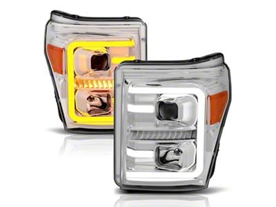 Plank Style Switchback Projector Headlights; Chrome Housing; Clear Lens (11-16 F-250 Super Duty)