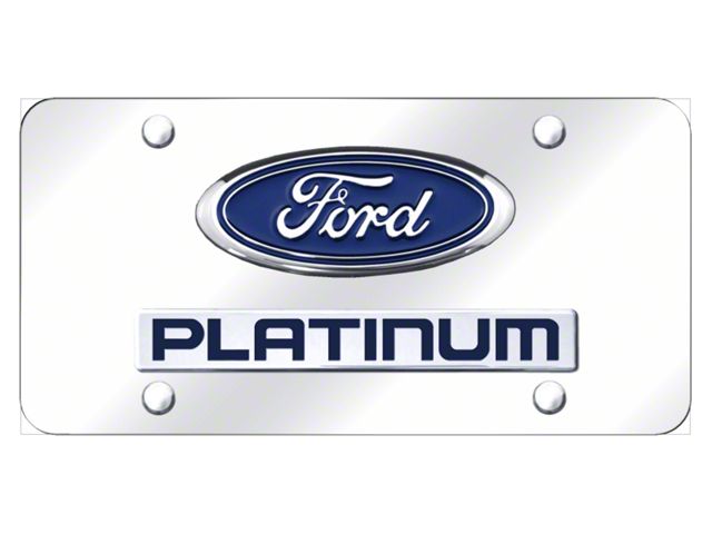 Platinum Logo License Plate; Chrome on Chrome (Universal; Some Adaptation May Be Required)