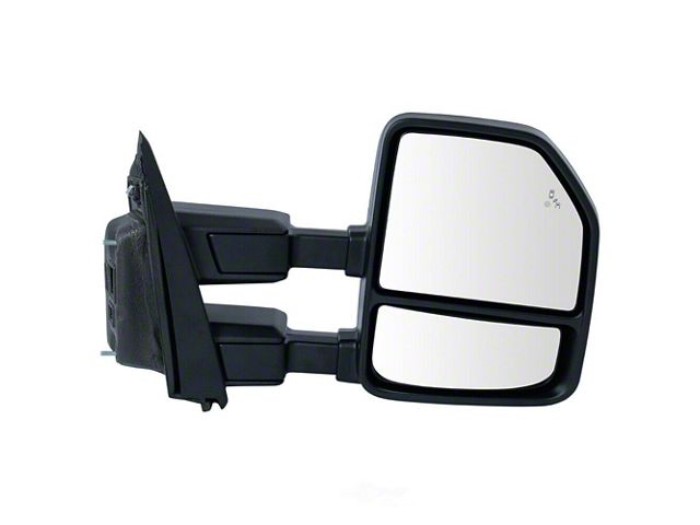 Powered Heated Power Folding Towing Mirror with Blind Spot Detection and Spotlight Puddle Light; Passenger Side (17-18 F-250 Super Duty)