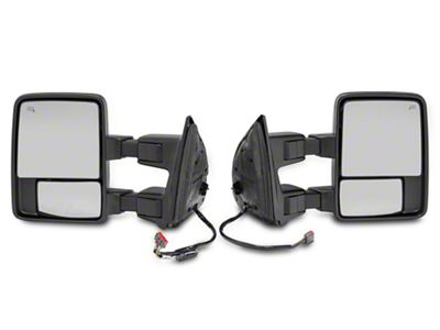 Powered Heated Power Folding Towing Mirrors; Textured Black (11-16 F-250 Super Duty)