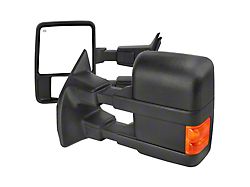 Powered Heated Towing Mirrors with Amber LED Turn Signals; Black (11-16 F-250 Super Duty)