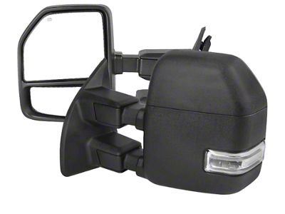 Powered Heated Towing Mirrors with Clear LED Turn Signals; Black (11-16 F-250 Super Duty)