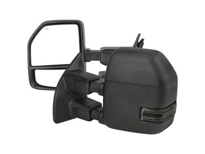 Powered Heated Towing Mirrors with Smoked LED Turn Signals; Black (11-16 F-250 Super Duty)