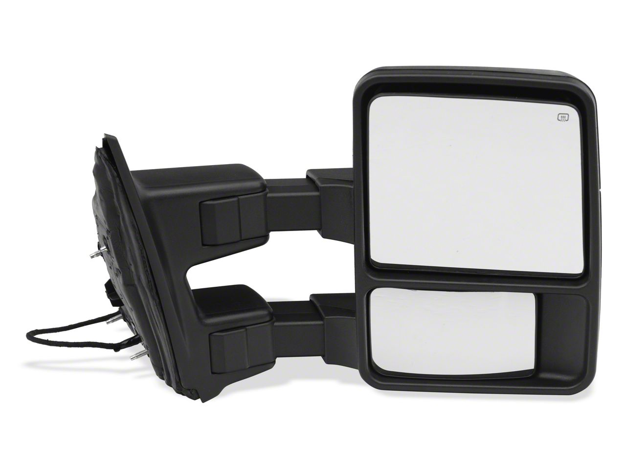Powered Heated Towing Mirrors with Smoked LED Turn Signal; Textured Blac...