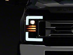 AlphaRex PRO-Series Projector Headlights; Jet Black Housing; Clear Lens (17-19 F-250 Super Duty w/ Factory Halogen Headlights)