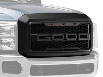 Raptor Style Upper Replacement Grille with Good Letters; Dark Charcoal (11-16 F-250 Super Duty)