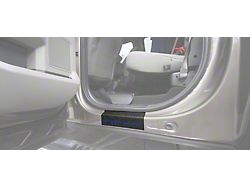 Rear Door Sill Protection with Super Duty Logo; TUF-LINER Black; Blue (17-24 F-250 Super Duty SuperCrew)