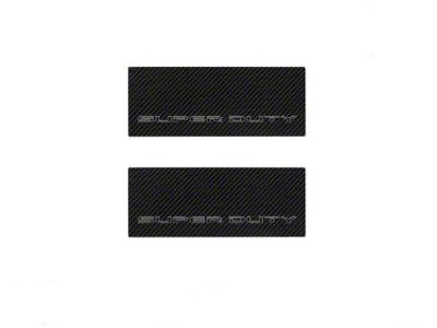 Rear Door Sill Protection with Super Duty Logo; Raw Carbon Fiber; Black and Gray (17-24 F-250 Super Duty SuperCrew)