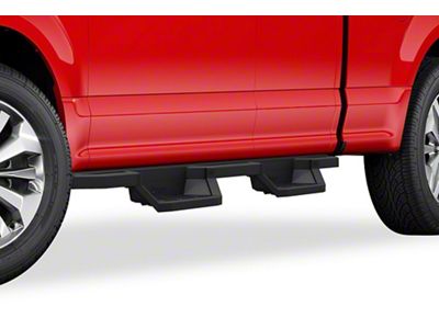 Square Tube Drop Style Nerf Side Step Bars; Matte Black (17-25 F-250 Super Duty SuperCab)