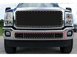 Stainless Steel Rivet Lower Grille Insert; Black (11-16 F-250 Super Duty)