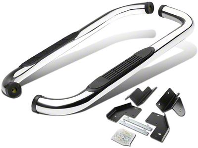 Step Nerf Bar; 3-Inch Round; 90-Degree; Silver (11-16 F-250 Super Duty)