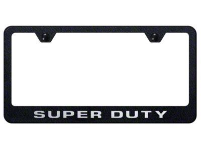 Super Duty Laser Etched Stainless Steel License Plate Frame; Rugged Black (Universal; Some Adaptation May Be Required)
