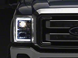 Switchback Sequential LED C-Bar Projector Headlights; Chrome Housing; Clear Lens (11-16 F-250 Super Duty)