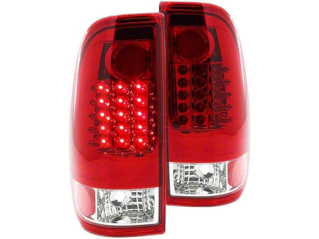 LED Tail Lights; Chrome Housing; Red/Clear Lens (11-16 F-250 Super Duty)