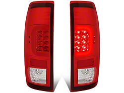 C-Bar LED Tail Lights; Chrome Housing; Red Lens (11-16 F-250 Super Duty)