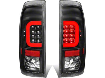 Red C-Bar LED Tail Lights; Black Housing; Clear Lens (11-16 F-250 Super Duty)