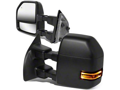 Towing Mirror; Powered; Heated; Clear Signal; Black; Pair (11-16 F-250 Super Duty)
