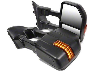 Towing Mirror; Manual; Amber Signal; Black; Pair (11-16 F-250 Super Duty)