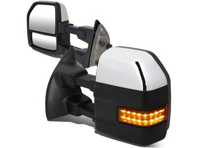 Towing Mirror; Manual; Amber Signal; Chrome; Pair (11-16 F-250 Super Duty)