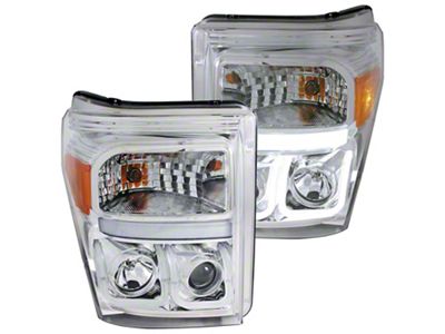 U-Bar Projector Headlights; Chrome Housing; Clear Lens (11-16 F-250 Super Duty)