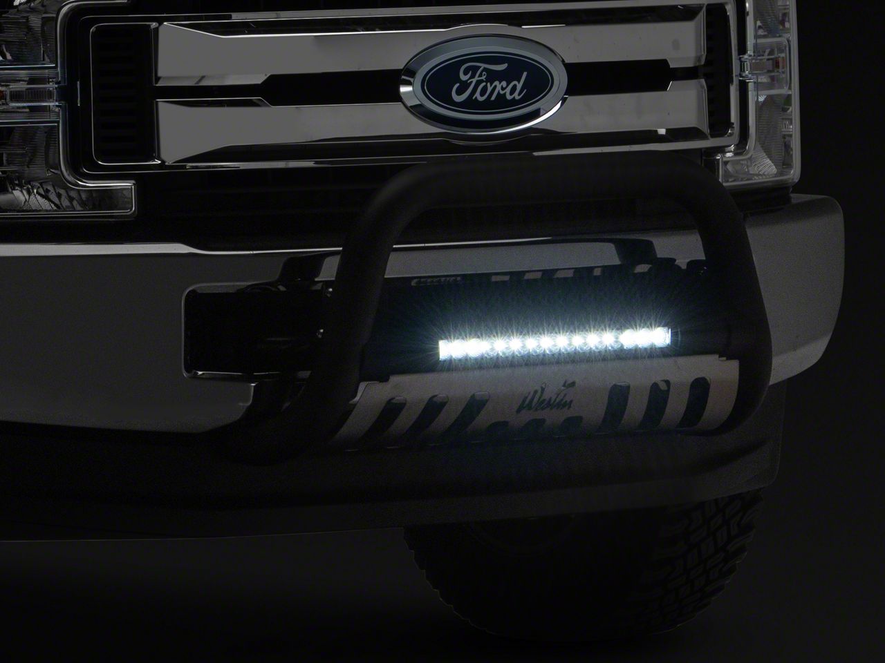 Rough Country LED Bull Bar Grille Guard For 2017-2019 Ford Super Duty F250 | Black Finish With 20" Light Bar