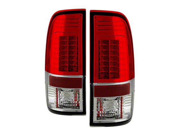 Version 2 LED Tail Lights; Chrome Housing; Red/Clear Lens (11-16 F-250 Super Duty)