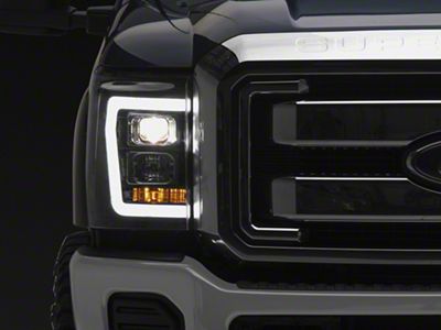 Version 2 Light Bar DRL Projector Headlights; Black Housing; Clear Lens (11-16 F-250 Super Duty)