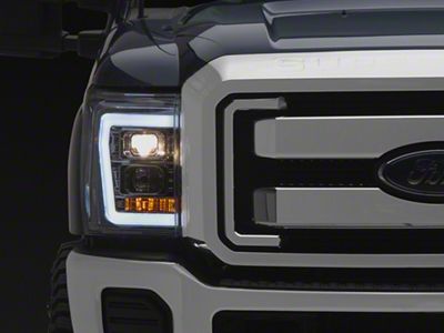 Version 2 Light Bar DRL Projector Headlights; Chrome Housing; Clear Lens (11-16 F-250 Super Duty)