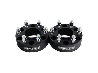 Supreme Suspensions 2-Inch Hub and Wheel Centric Wheel Spacers; Black (99-24 Silverado 1500)