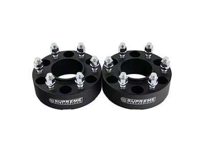 Supreme Suspensions 2-Inch Pro Billet Hub and Wheel Centric Wheel Spacers; Black; Set of Two (15-24 F-150)