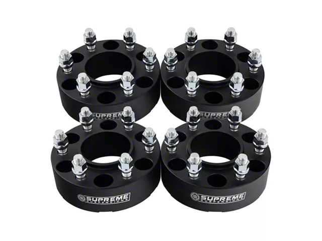 Supreme Suspensions 2-Inch Pro Billet Hub and Wheel Centric Wheel Spacers; Black; Set of Four (15-24 F-150)