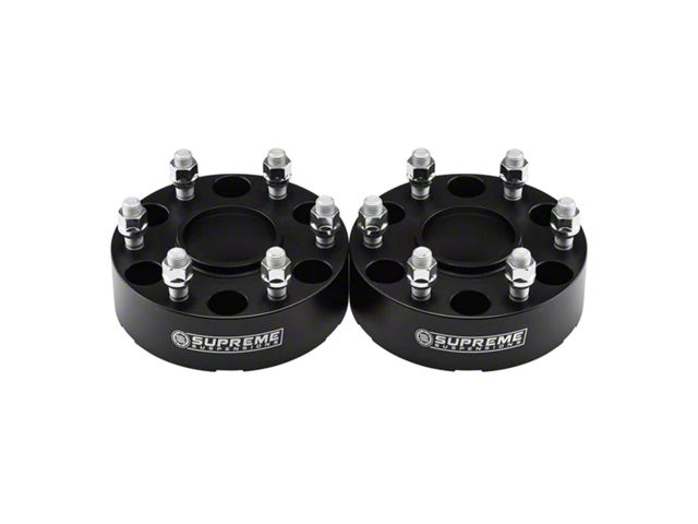 Supreme Suspensions 2-Inch Pro Billet Hub Centric Wheel Spacers; Black; Set of Two (19-24 RAM 1500)