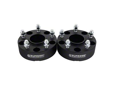 Supreme Suspensions 2-Inch Pro Billet Hub and Wheel Centric Wheel Spacers; Black; Set of Two (12-18 RAM 1500)