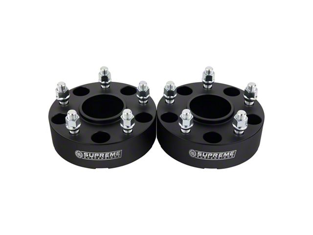 Supreme Suspensions 2-Inch Pro Billet Hub and Wheel Centric Wheel Spacers; Black; Set of Two (12-18 RAM 1500)