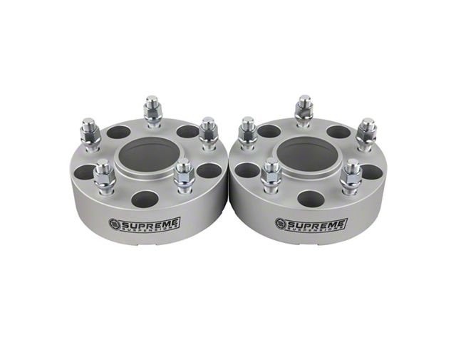 Supreme Suspensions 2-Inch Pro Billet Hub and Wheel Centric Wheel Spacers; Silver; Set of Two (02-11 RAM 1500, Excluding Mega Cab)