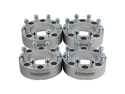 Supreme Suspensions 1.50-Inch PRO Billet 8 x 165.1mm to 8 x 180mm Wheel Adapters; Silver; Set of Four (10-14 RAM 2500)