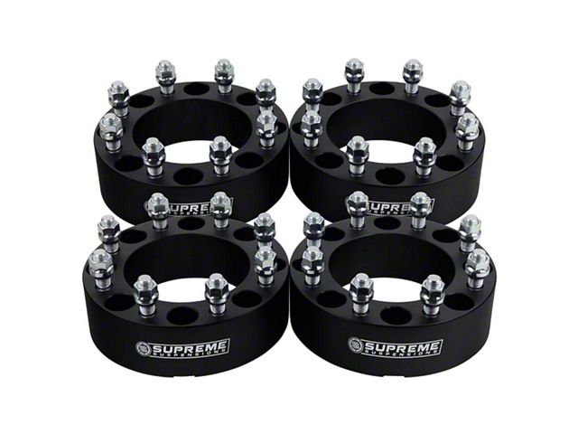 Supreme Suspensions 2-Inch Pro Billet Wheel Spacers; Black; Set of Four (10-14 RAM 2500)