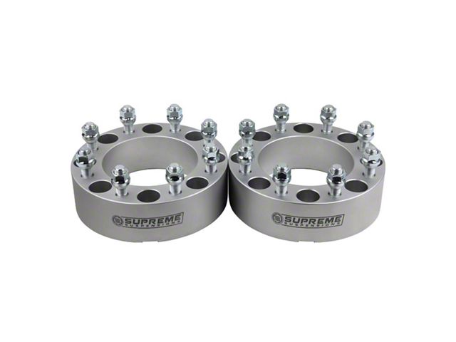Supreme Suspensions 2-Inch Pro Billet Wheel Spacers; Silver; Set of Two (03-11 RAM 2500)