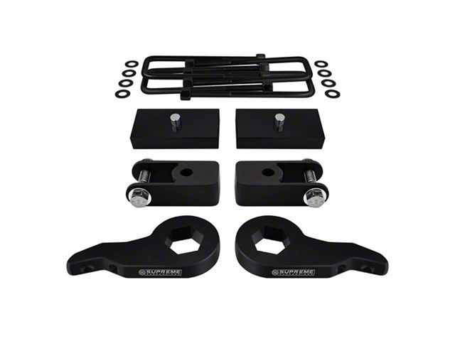 Supreme Suspensions 1 to 3-Inch Front / 1.50-Inch Rear Pro Suspension Lift Kit with Shock Extenders (99-06 4WD Sierra 1500)