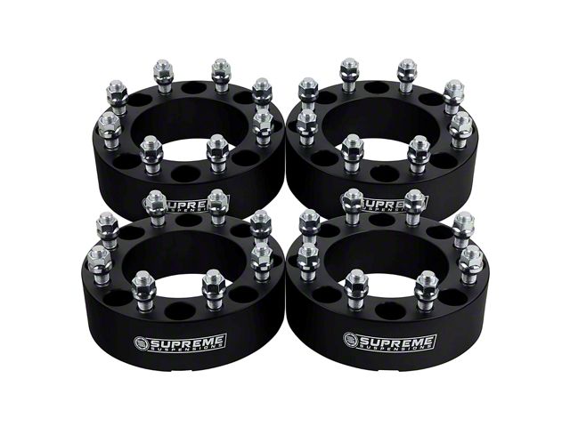 Supreme Suspensions 1.25-Inch PRO Billet 8 x 165.1mm to 8 x 180mm Wheel Adapters; Black; Set of Four (07-10 Sierra 3500 HD SRW)