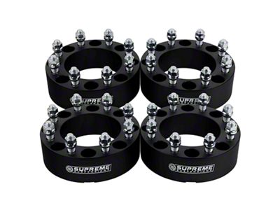 Supreme Suspensions 1.25-Inch PRO Billet 8 x 165.1mm to 8 x 180mm Wheel Adapters; Black; Set of Four (07-10 Sierra 3500 HD SRW)