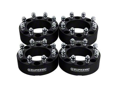 Supreme Suspensions 1.50-Inch PRO Billet 8 x 165.1mm to 8 x 180mm Wheel Adapters; Black; Set of Four (07-10 Sierra 3500 HD SRW)
