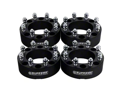 Supreme Suspensions 2-Inch PRO Billet 8 x 165.1mm to 8 x 180mm Wheel Adapters; Black; Set of Four (07-10 Sierra 3500 HD SRW)