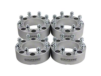 Supreme Suspensions 2-Inch PRO Billet 8 x 165.1mm to 8 x 170mm Wheel Adapters; Silver; Set of Four (07-10 Sierra 3500 HD)