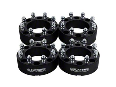 Supreme Suspensions 1.50-Inch PRO Billet 8 x 165.1mm to 8 x 170mm Wheel Adapters; Black; Set of Four (07-10 Silverado 2500 HD)