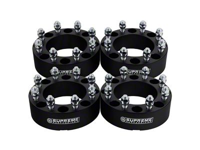 Supreme Suspensions 1.50-Inch PRO Billet 8 x 165.1mm to 8 x 170mm Wheel Adapters; Black; Set of Four (07-10 Silverado 2500 HD)
