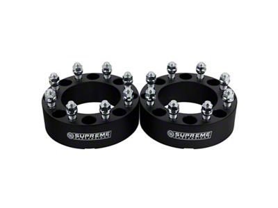Supreme Suspensions 2-Inch Pro Billet Hub Centric Wheel Spacers; Black; Set of Two (07-10 Silverado 2500 HD)