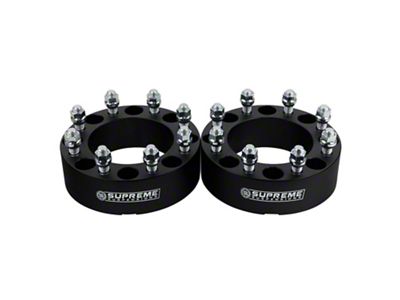 Supreme Suspensions 2-Inch Pro Billet Hub Centric Wheel Spacers; Black; Set of Two (07-10 Silverado 2500 HD)