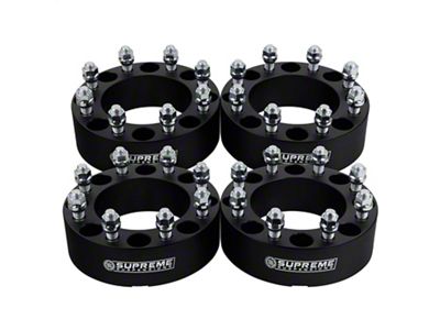 Supreme Suspensions 2-Inch Pro Billet Hub Centric Wheel Spacers; Black; Set of Four (07-10 Silverado 2500 HD)
