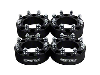 Supreme Suspensions 2-Inch PRO Billet 8 x 165.1mm to 8 x 170mm Wheel Adapters; Black; Set of Four (07-10 Silverado 2500 HD)